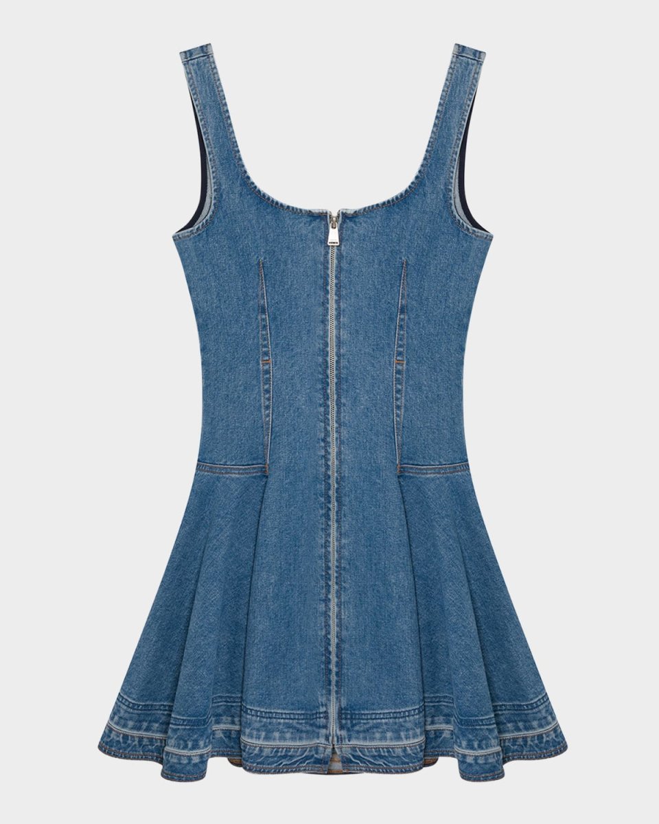 Eleodra Denim Fit-&-Flare Mini Dress